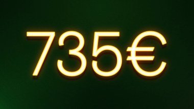 Koyu arkaplanda 735 avroluk altın ışık simgesi