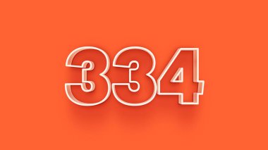 Turuncu arkaplandaki 3d 334 sayısının resmi