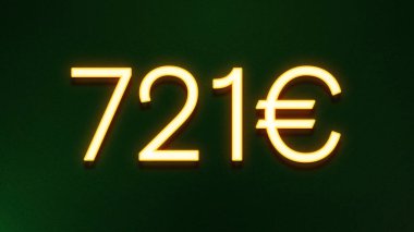 Koyu arkaplanda 721 avroluk altın ışık simgesi fiyat simgesi