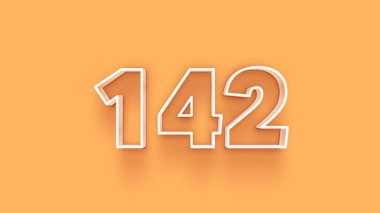 Sarı arkaplandaki 3d 142 sayısının gösterimi