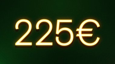 Koyu arkaplanda 225 avroluk altın ışık simgesi