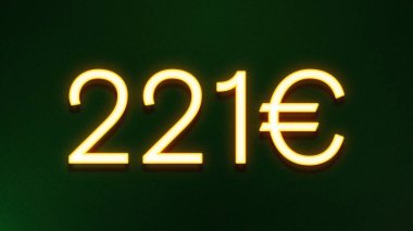 Koyu arkaplanda 221 avroluk altın ışık simgesi