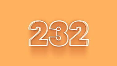 Sarı arkaplandaki 3d 232 sayısının gösterimi