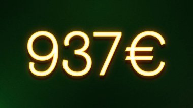 Koyu arkaplanda 937 euroluk altın ışık simgesi fiyat simgesi