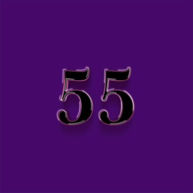 Mor arkaplandaki 3d 55 sayısının gösterimi