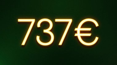 Koyu arkaplanda 737 avroluk altın ışık simgesi fiyat simgesi