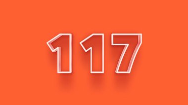 Turuncu arkaplandaki 3d 117 sayısının resmi
