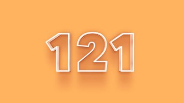 Sarı arkaplandaki 3d 121 sayısının resmi