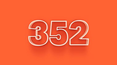 Turuncu arkaplandaki 3d 352 sayısının resmi