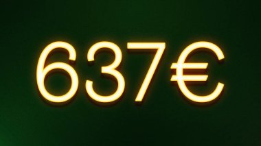 Koyu arkaplanda 637 avroluk altın ışık simgesi fiyat simgesi