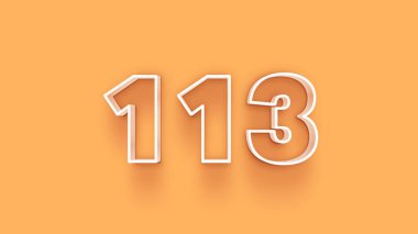 Sarı arkaplandaki 3d 113 sayısının gösterimi
