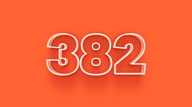 Turuncu arkaplandaki 3d 382 sayısının gösterimi