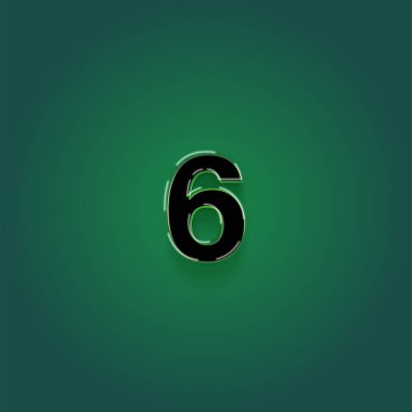 Yeşil arkaplandaki 3d 6 sayısının gösterimi
