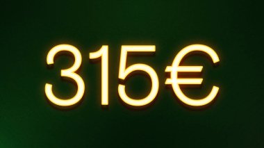Koyu arkaplanda 315 avroluk altın ışık simgesi fiyat simgesi