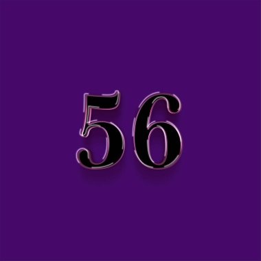 Mor arkaplandaki 3d 56 sayısının gösterimi
