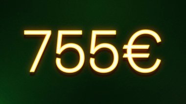 Koyu arkaplanda 755 avroluk altın ışık simgesi