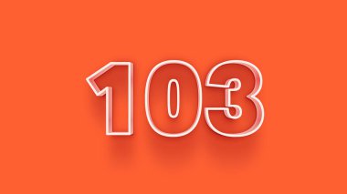 Turuncu arkaplanda 3d 103 numaranın çizimi