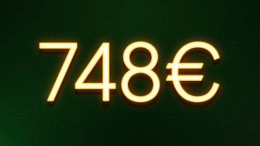 Koyu arkaplanda 748 avroluk altın ışık simgesi