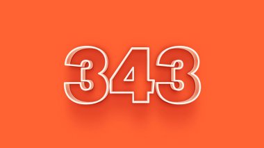 Turuncu arkaplandaki 3d 343 sayısının resmi