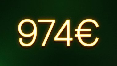 Koyu arkaplanda 974 avroluk altın ışık simgesi