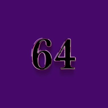 Mor arkaplandaki 3d 64 sayısının gösterimi