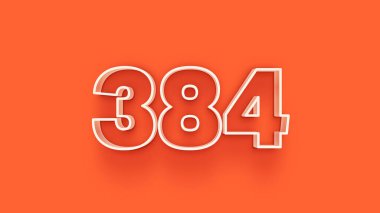 Turuncu arkaplandaki 3d 384 sayısının gösterimi