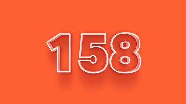 Turuncu arkaplandaki 3d 158 sayısının gösterimi