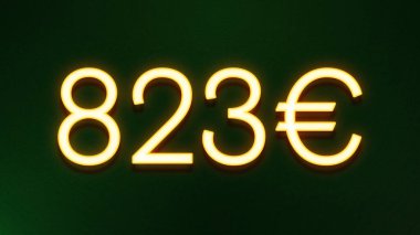 Koyu arkaplanda 823 avroluk altın ışık simgesi fiyat simgesi