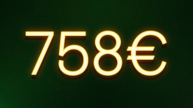 Koyu arkaplanda 758 avroluk altın ışık simgesi