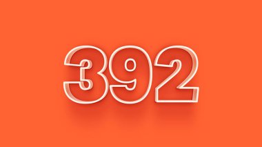 Turuncu arkaplandaki 3d 392 sayısının gösterimi