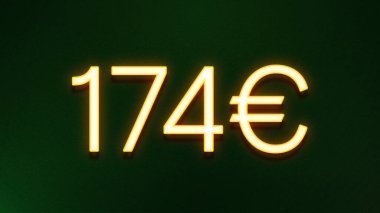 Koyu arkaplanda 174 avroluk altın ışık simgesi fiyat simgesi