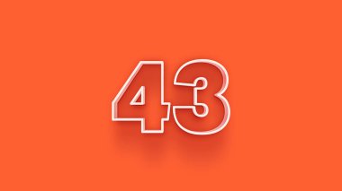 Turuncu arkaplandaki 3d 43 sayısının gösterimi