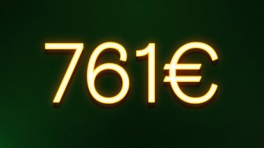 Koyu arkaplanda 761 avroluk altın ışık simgesi fiyat simgesi