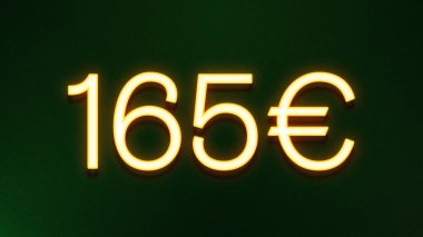 Koyu arkaplanda 165 avroluk altın ışık simgesi fiyat simgesi