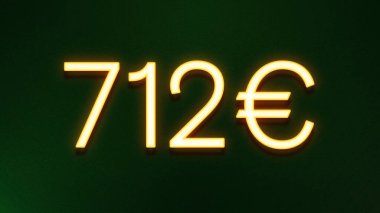 Koyu arkaplanda 712 avroluk altın ışık simgesi fiyat simgesi