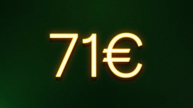 Koyu arkaplanda 71 avroluk altın ışık simgesi