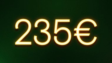 Koyu arkaplanda 235 avroluk altın ışık simgesi