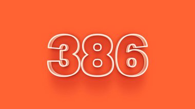 Turuncu arkaplandaki 3d 386 sayısının gösterimi