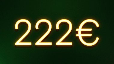 Koyu arkaplanda 222 avroluk altın ışık simgesi