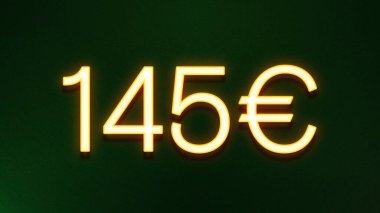 Koyu arkaplanda 145 avroluk altın ışık simgesi fiyat simgesi