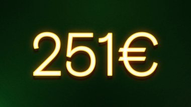 Koyu arkaplanda 251 avroluk altın ışık simgesi fiyat simgesi