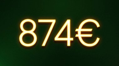 Koyu arkaplanda 874 avroluk altın ışık simgesi