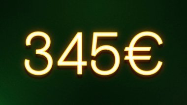 Koyu arkaplanda 345 avroluk altın ışık simgesi fiyat simgesi