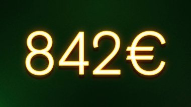 Koyu arkaplanda 842 avroluk altın ışık simgesi fiyat simgesi