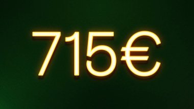 Koyu arkaplanda 715 avroluk altın ışık simgesi fiyat simgesi