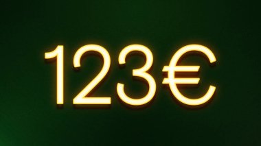 Koyu arkaplanda 123 avroluk altın ışık simgesi fiyat simgesi