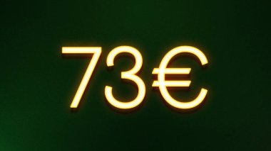 Koyu arkaplanda 73 avroluk altın ışık simgesi fiyat simgesi