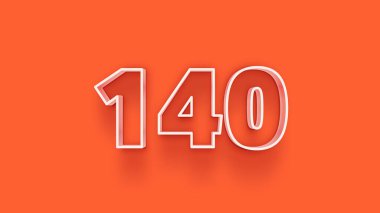 Turuncu arkaplanda 3d 140 rakamı