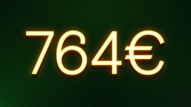 Koyu arkaplanda 764 avroluk altın ışık simgesi fiyat simgesi