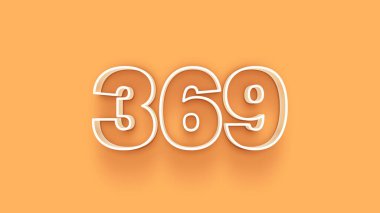 Sarı arkaplandaki 3d 369 sayısının gösterimi